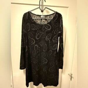 Sympli Elegant Black Paisley crushed velvet Dress size 10